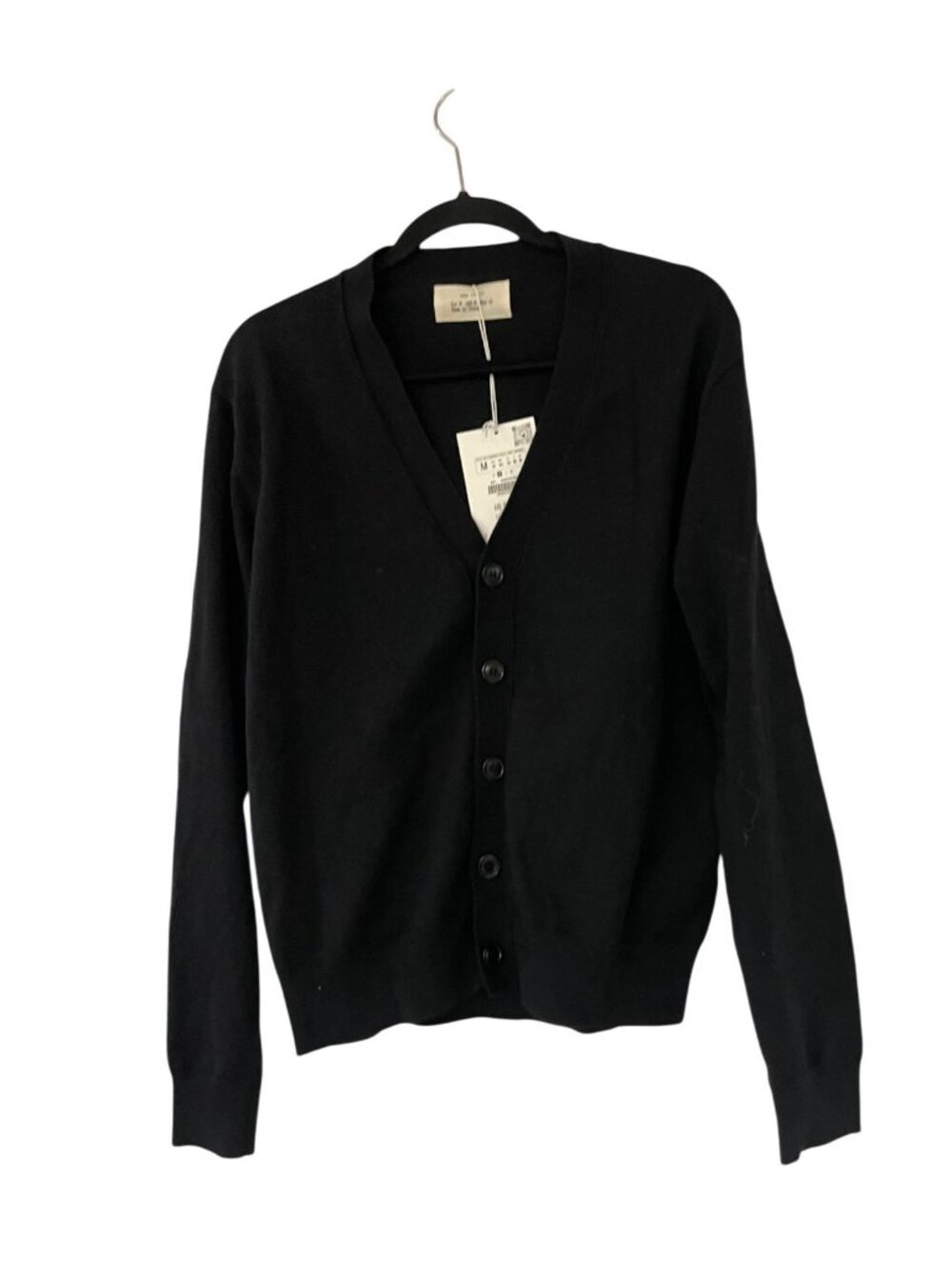 Zara Origins mens Cardigan Sweater Medium Black V-Neck Button Front 9598/431 NWT
